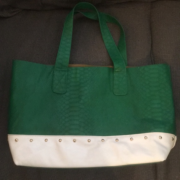 Handbags - 5/$25 Green and white tote and small shoulder bag